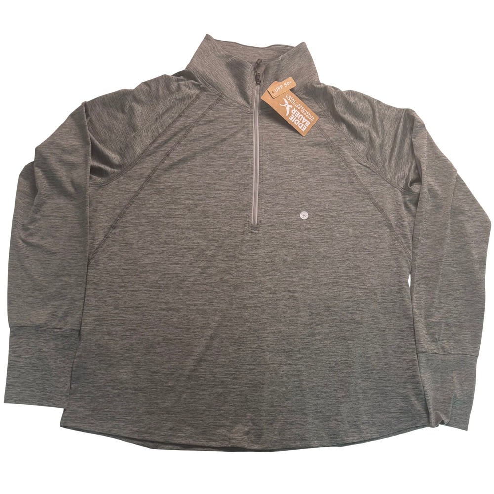 Eddie Bauer Resolution 1/4 Zip Pullover Grey Heather XL UPF 50+ Thumbholes